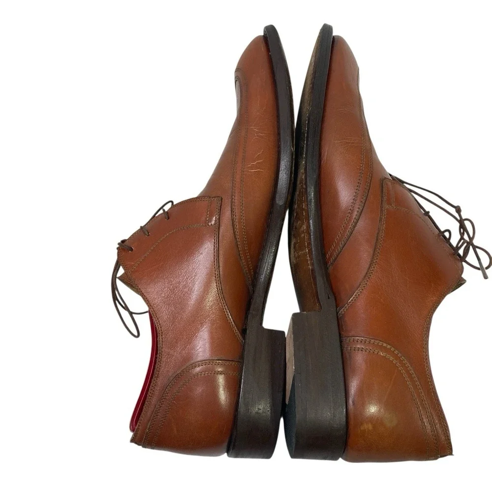 Yves Saint Laurent YSL Lace up Brown Leather Dress Shoes Split Toe Men 42 Oxford